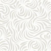 Elegant Seamless Pattern with Swirling Floral Motifs and Abstract Wave Design in Light Gray on White Background vector