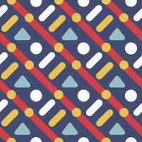 Abstract Geometric Pattern with Diagonal Lines and Colorful Shapes vector