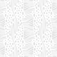 Seamless pattern with wavy lines and polka dots abstract background texture design light gray on white vector