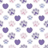 A pattern with paw prints and hearts vector