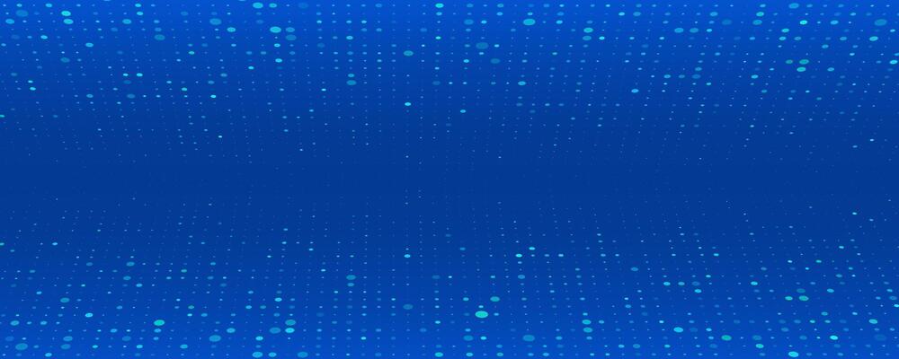 Trendy abstract background with digital circles particles on blue. Futuristic dotted template. Modern halftone design. Great for banners, posters, presentation