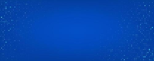 Trendy abstract background with digital pixel particles. Futuristic geometric style with vibrant blue color and glowing light effects vector
