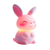 cute children night light lamp shaped like smiling rabbit, glowing softly in pastel colors, perfect for creating cozy atmosphere in child room png