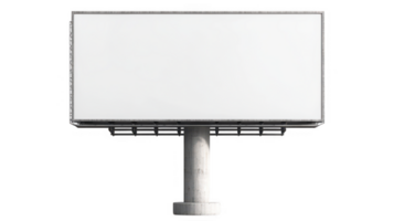 large, blank billboard with metal frame stands on sturdy concrete pole, ready for advertising. realistic structure is isolated on transparency background, emphasizing its potential for marketing png
