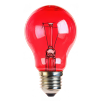 Red heat lamp bulb used for heating and illumination in various settings. Its vibrant color adds unique touch while providing warmth and comfort png