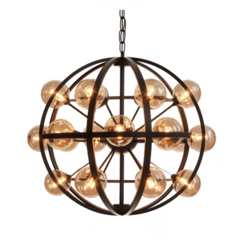 bol vormig kroonluchter met bolvormig metaal kader omhullen meerdere licht bollen, creëren modern en elegant verlichting oplossing voor ieder ruimte. haar uniek ontwerp voegt toe elegantie en warmte naar interieurs png