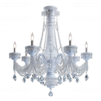 Elegant crystal beaded chandelier featuring delicate glass beads and multiple light sources, perfect for adding touch of luxury to any space png