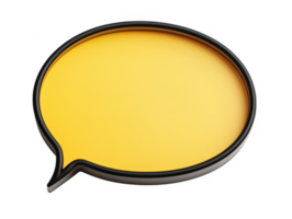Yellow speech bubble with black outline, perfect for adding text or quotes. design is simple and versatile, suitable for various creative projects or communication purposes png