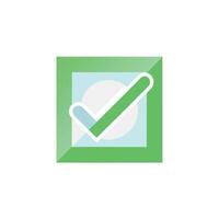 A green check mark on a white background vector