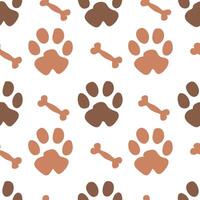 Dog paw prints and bones pattern vector