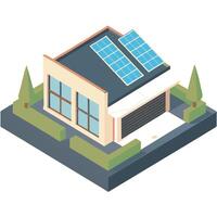 An illustration of a house with solar panels on the roof vector