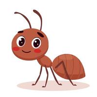 A cartoonish red ant with a smile on its face vector