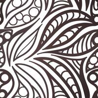 Abstract Black and White Doodle Pattern with Intricate Floral and Curvy Designs vector