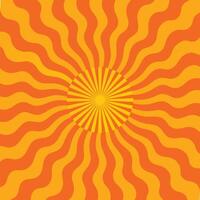 Vibrant Orange Sunburst Background with Wavy Rays and Bright Center vector