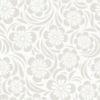 Elegant Seamless Pattern of Light Gray Flowers and Swirls on White Background vector
