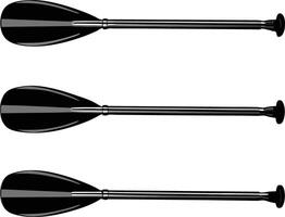 Three Black Kayak Paddles in a Row Isolated on White Background illustration graphic vector