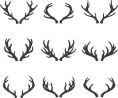 Collection of Nine Different Antler Silhouettes Various Shapes and Sizes Perfect for Design Projects vector