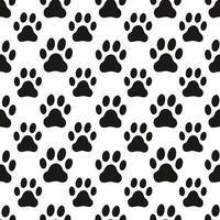 Seamless pattern of dog paw prints on white background vector
