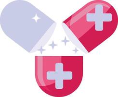 A pill with a cross on it and a star vector