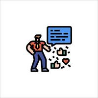 A man is holding a speech bubble with a thumbs up vector