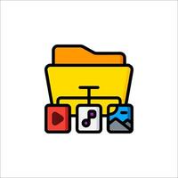 A folder with music and other items inside vector