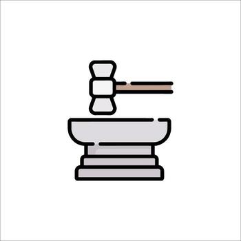 A judge's gavel on a table icon vector