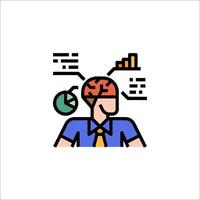 A man with a brain in his head and a pie chart vector