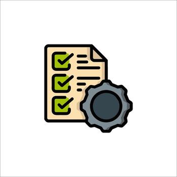 Checklist icon with a gear and a checkbox vector