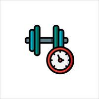 A clock and dumbbell icon vector