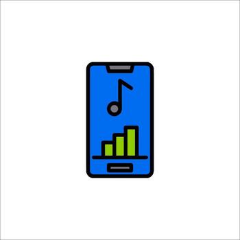 A smartphone with a music note and a bar graph vector