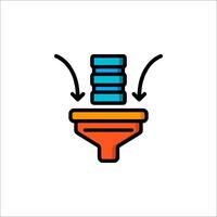 A funnel with a stack of coins on top vector
