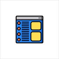 A computer screen with a blue and yellow icon vector
