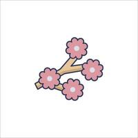 A branch with flowers on it, with a white background vector