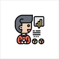 A man is holding a tablet with a chart on it vector