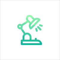 A green and white icon of a lamp on a desk vector