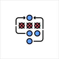 A simple icon of a square with two red and blue circles vector
