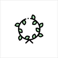 A green wreath with leaves on it vector
