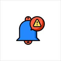 A bell with a warning icon and a red caution sign vector