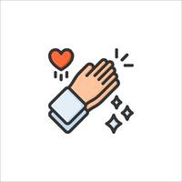 A hand with a heart and a clap icon vector