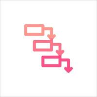 A pink and red arrow icon on a white background vector
