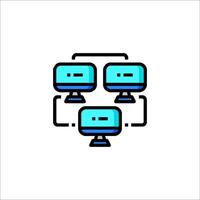 A computer network icon with two computers vector