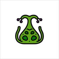 Alien head icon in green color vector