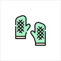 Two mittens with green and white designs vector