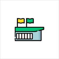 A building with two flags on top vector
