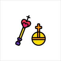 A heart and a cross are next to a ball and a sword vector
