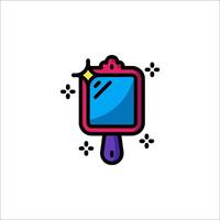 A pink and blue mirror with a star on it vector