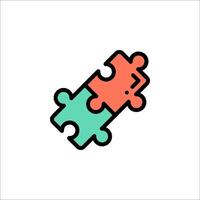 Two puzzle pieces are connected together in a line vector