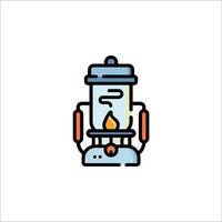 A line icon of a lamp with a flame vector