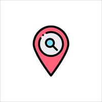 A map marker with a magnifying glass icon vector