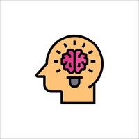 A brain icon with a light bulb in the head vector
